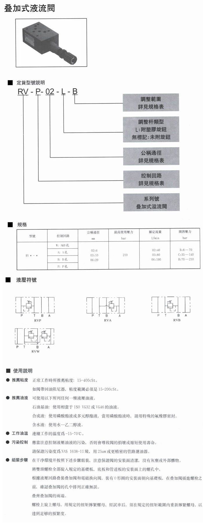 台湾Janus电磁阀,叠加式溢流阀